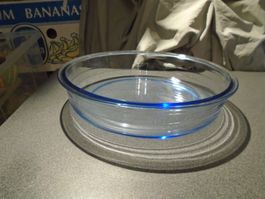 Schale Glas/blauer Streifen, Pyrex Corning