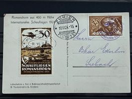 Lot Romanshorn Schaufliegen, 1924, Karte und Vignetten