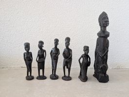 Holzfiguren Afrika Set, 6 Stück Konvolut
