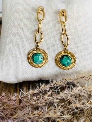 Ohrringe & -stecker: Wow: 14k vergoldete MALACHIT Ohrhänger – Neu und originalverpackt aus Rombach von Ivreajewels 1