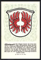 Wettswil, Wappen auf Blatt-Ornamenten, I