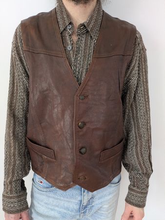 Vintage Lederweste von Kaveri, Grösse M, Braun