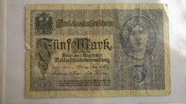 Billet banque Allemagne 5 Mark Reich 1/08/1917 BE