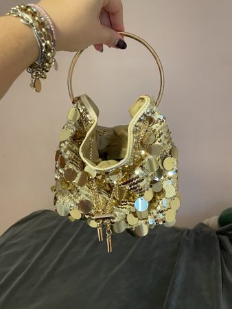 Anna Field Pailletten Tasche, gold