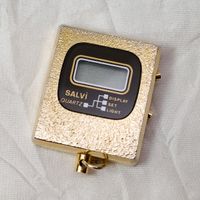 SALVI Quartz LCD Anhänger Uhr Anhängeruhr 25mm rare defekt