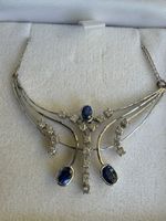 Vintage Halskette mit Saphiren und Diamanten in 9 Karat Gold