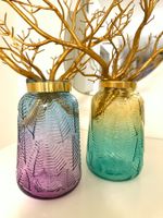 2er Set Dekorative Vasen aus Glas Bunt
