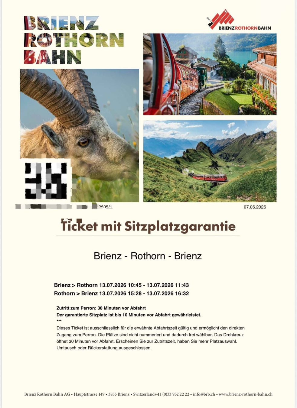 Tickets: Ticket Brienzer Rothornbahn – Neu (gemäss Beschreibung) aus Liestal von Gitterli01