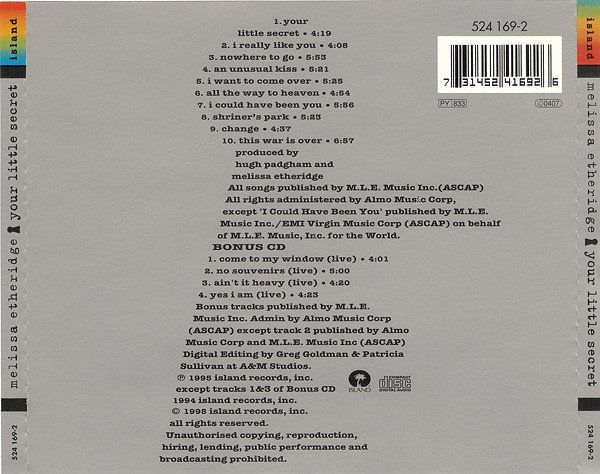 CDs: Melissa Etheridge – Your Little Secret – Gebraucht aus St.Gallen von jalamusic 1