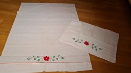 ALTERTUM :Leintuch +Kissenbezug Babybett