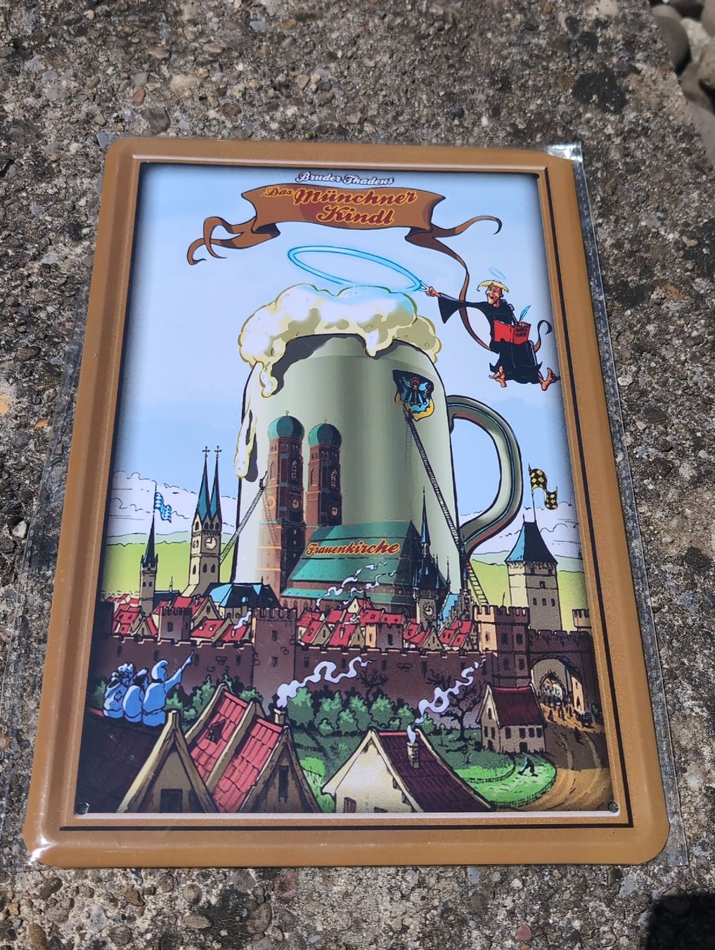 Insegne: Blechschild "Münchner Kindl" mit Bier & Stadtsiluete – Nuovo e nell'imballaggio originale da Rieden AG venduto da Lombego
