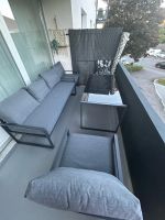 Balkonmöbel Set grau mit Tisch und Sitzflaeche 4-teilig