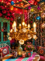 Süsse alte antike shabby chic Lampe Kronleuchter Rosen