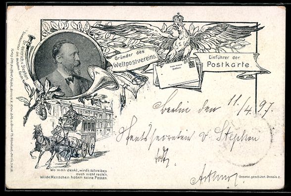 Cartes postales: Dr. Heinrich von Stephan, Gründer des W – D'occasion à Berlin par bartko-reher