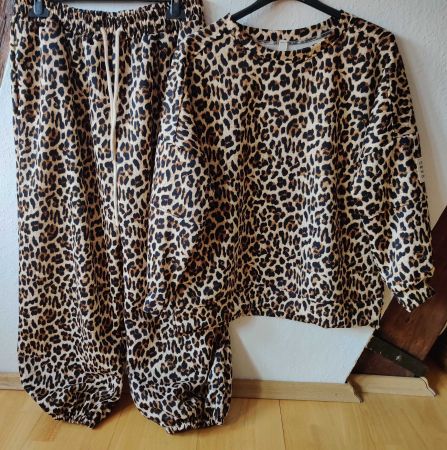 Zweiteiler Anzug Leo-Styl neu Hose Taschen EG 40-44 Braun