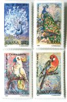 Briefmarken "Papageien & Blaue Pfau". Rumänien