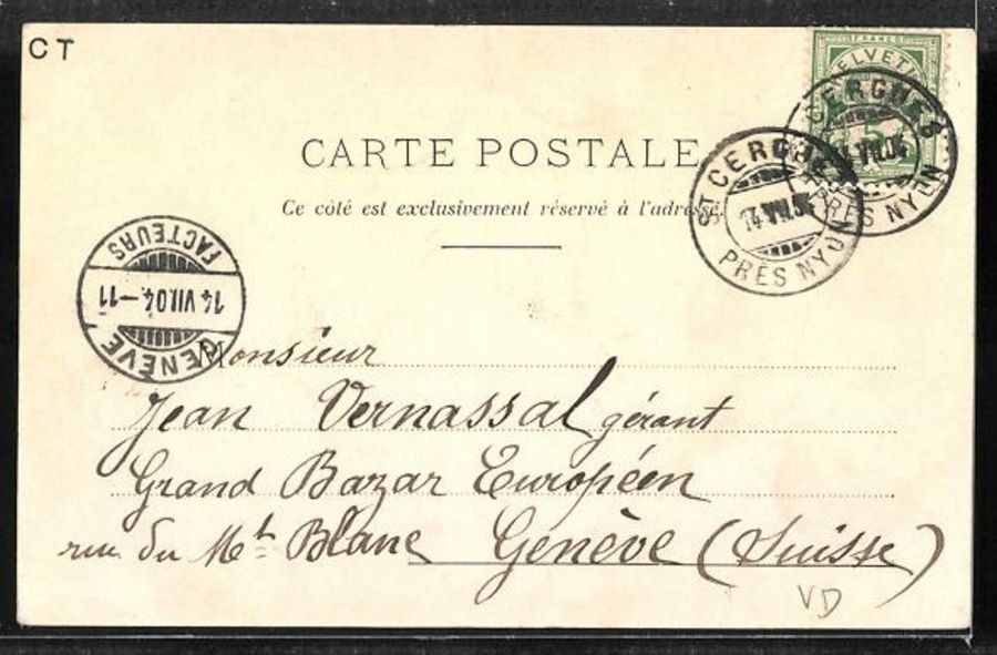 Cartoline postali: St-Cergue, circulée 1904 – Usato da Frauenfeld venduto da POML 1