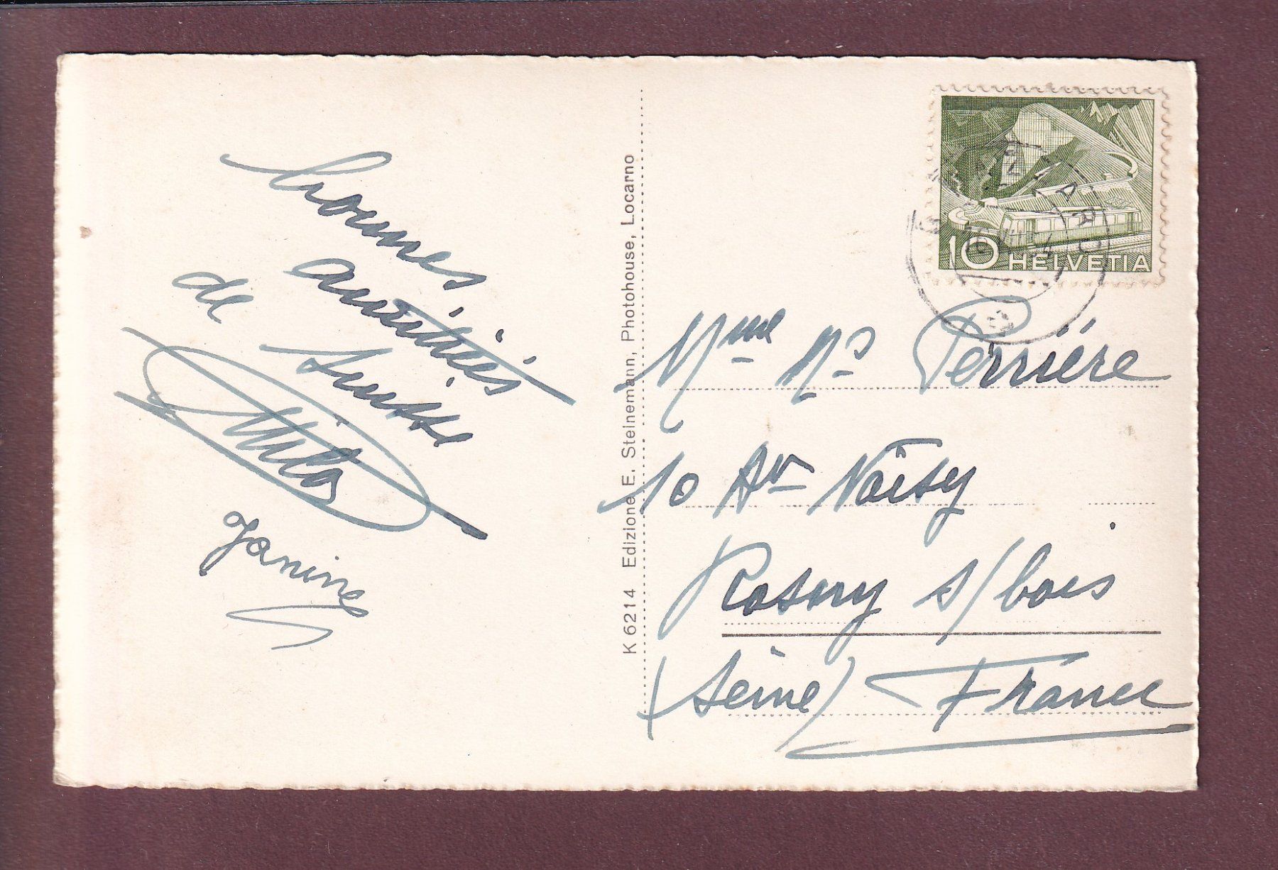 Cartoline postali: LOCARNO - 1954 – Usato da Pully venduto da nicecards 1