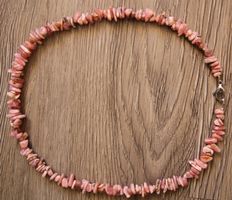 NEU: Argentinischer Rhodochrosit Kette Collier mit Edelstahl