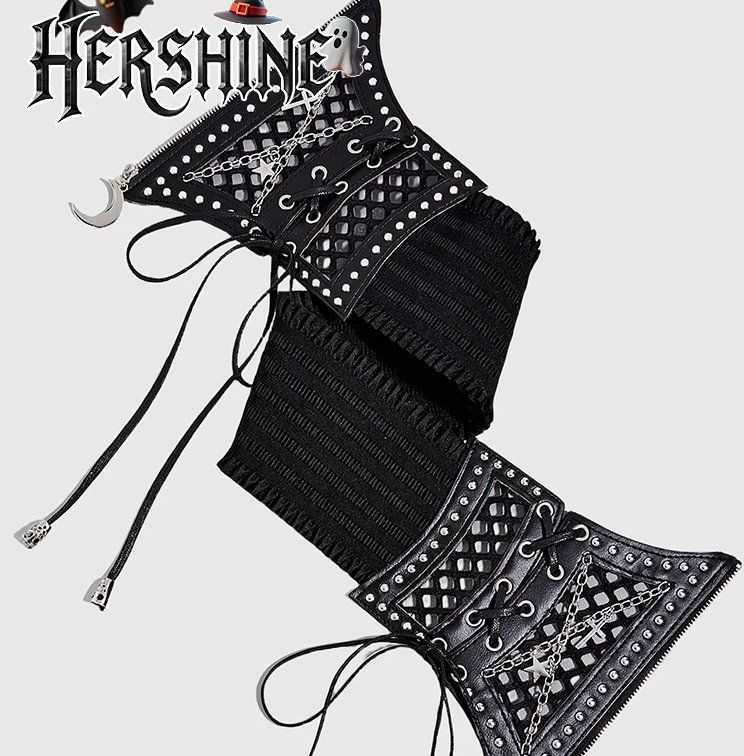 Cinture: Schwarzer Punk Gürtel elastischem Mesh für Damen – Nuovo e nell'imballaggio originale da Lausanne venduto da FASHION-WORLD-SHOP 2