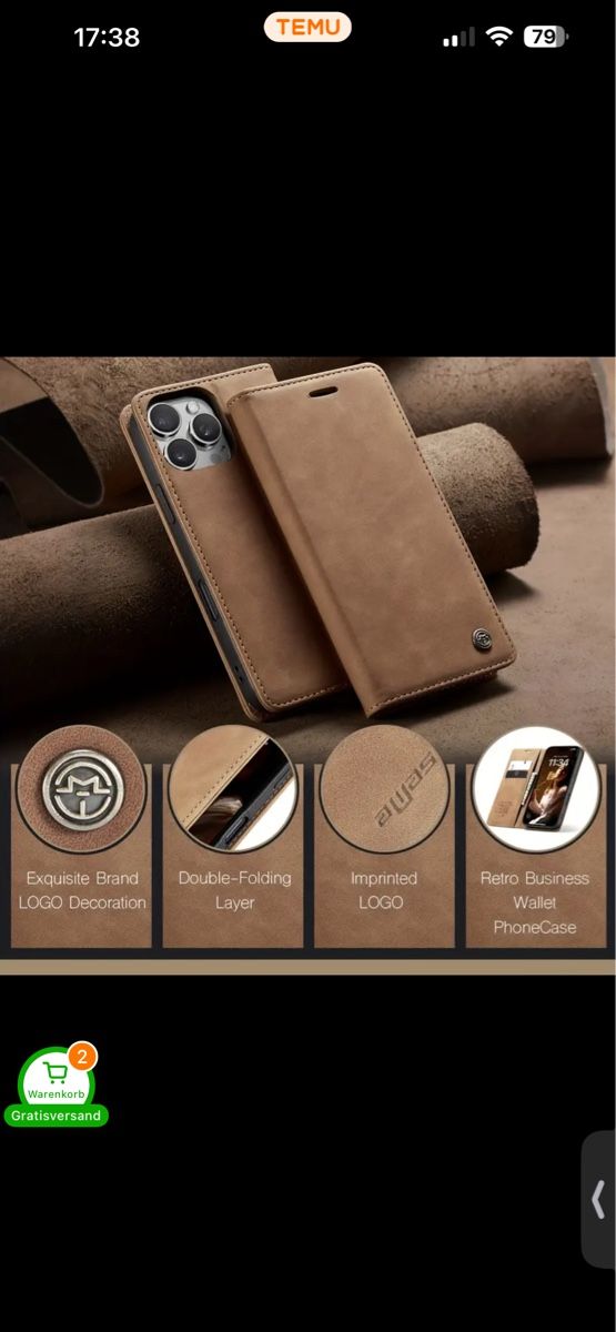Apple Cover & Protezioni schermo: iPhone 17 Pro Max Leder Flip Hülle Wallet Schwarz Magnet – Nuovo e nell'imballaggio originale da Suhr venduto da SchnapperCH 3