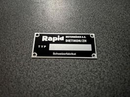 Typenschild für Anbaugeräte passend zu Rapid Spezial