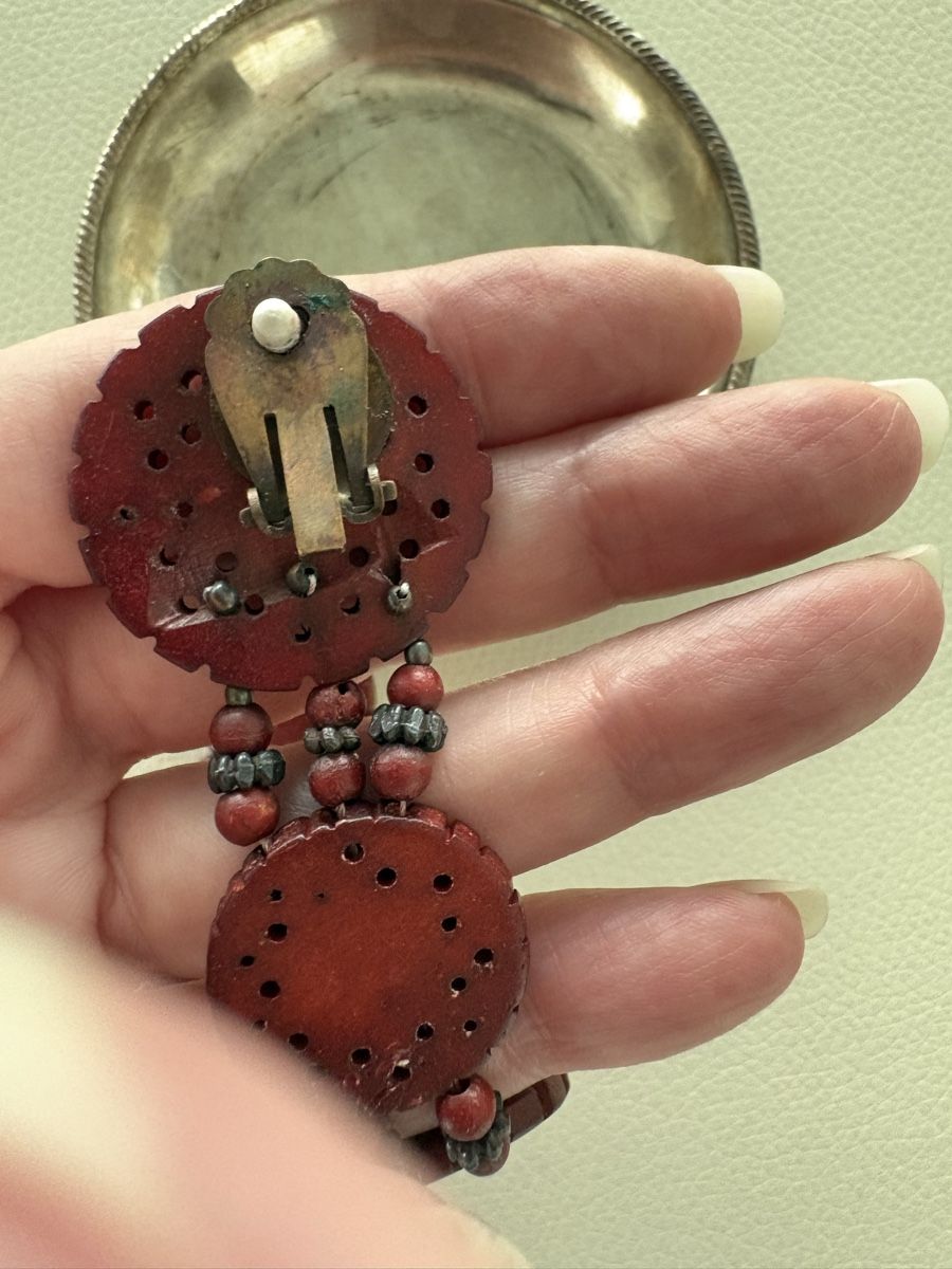 Orecchini pendenti & Orecchini a lobo: vintage clips ,painted bone – Usato da Lausanne venduto da oyu_hgg5 3
