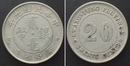 CHINA - KWANGTUNG 20 Cents J.9 (1920) Silber vz
