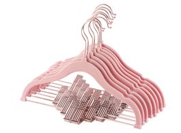 Kleiderbügel mit Klammern, Samt Rosa - Roségold (15 Stück)