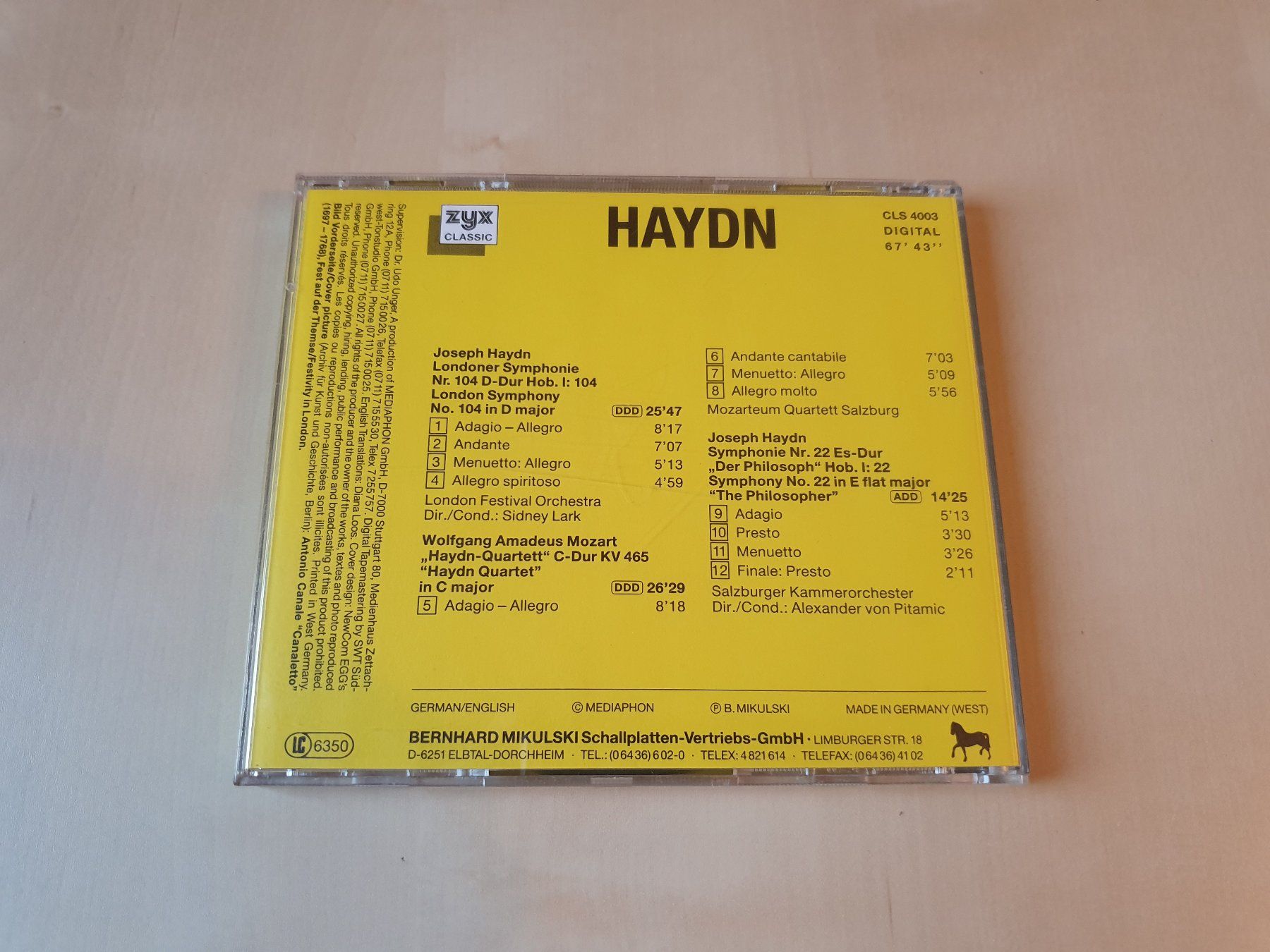 CD: Haydn Londoner Symphonie – Usato da Stansstad venduto da collectorsshop 1