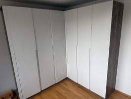 Eckschrank weiss Holzoptik