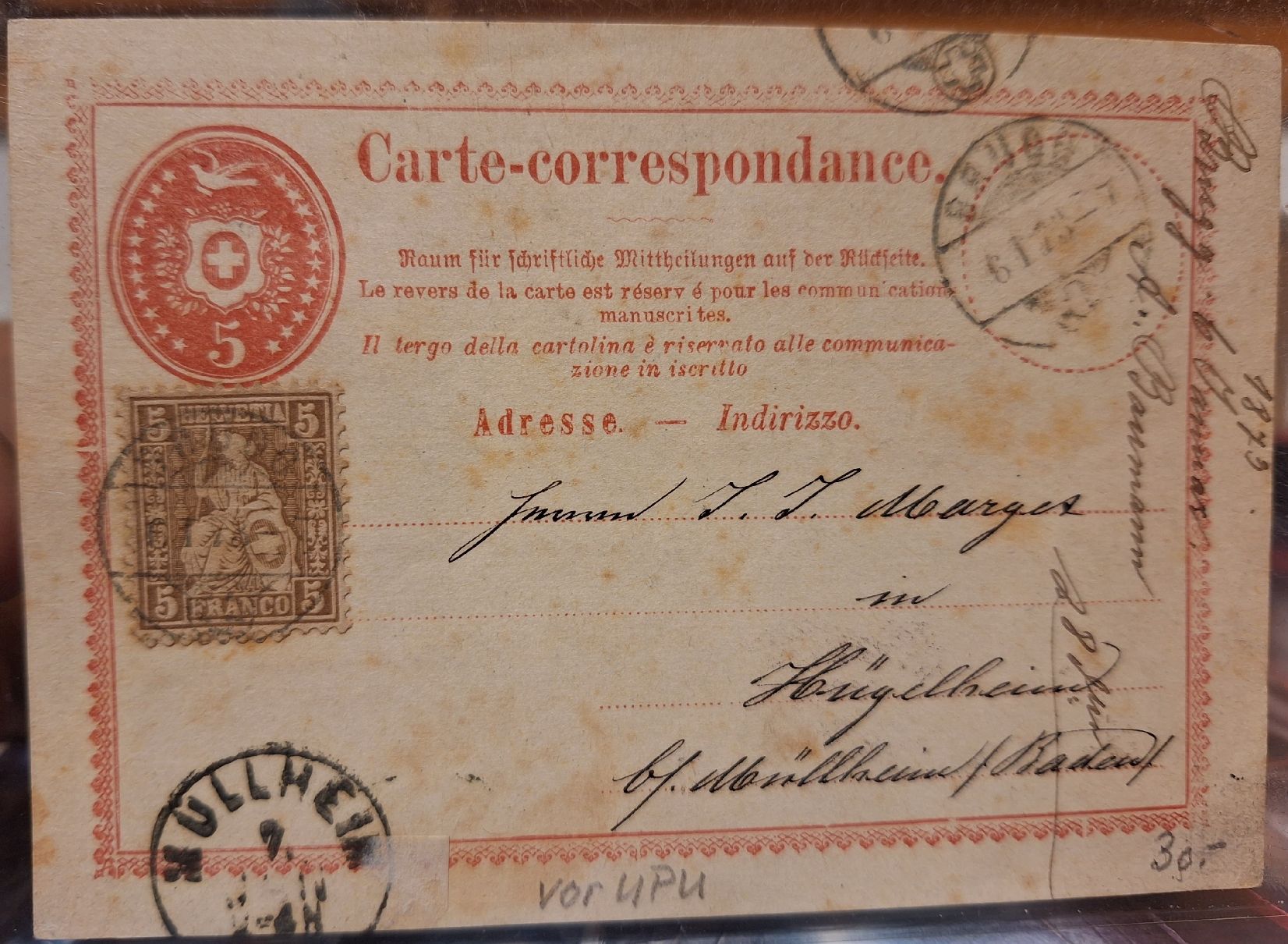 Tutti i francobolli: Sitzende Helvetia Carte - Correspondance  – Usato da Balgach venduto da SIMEON27