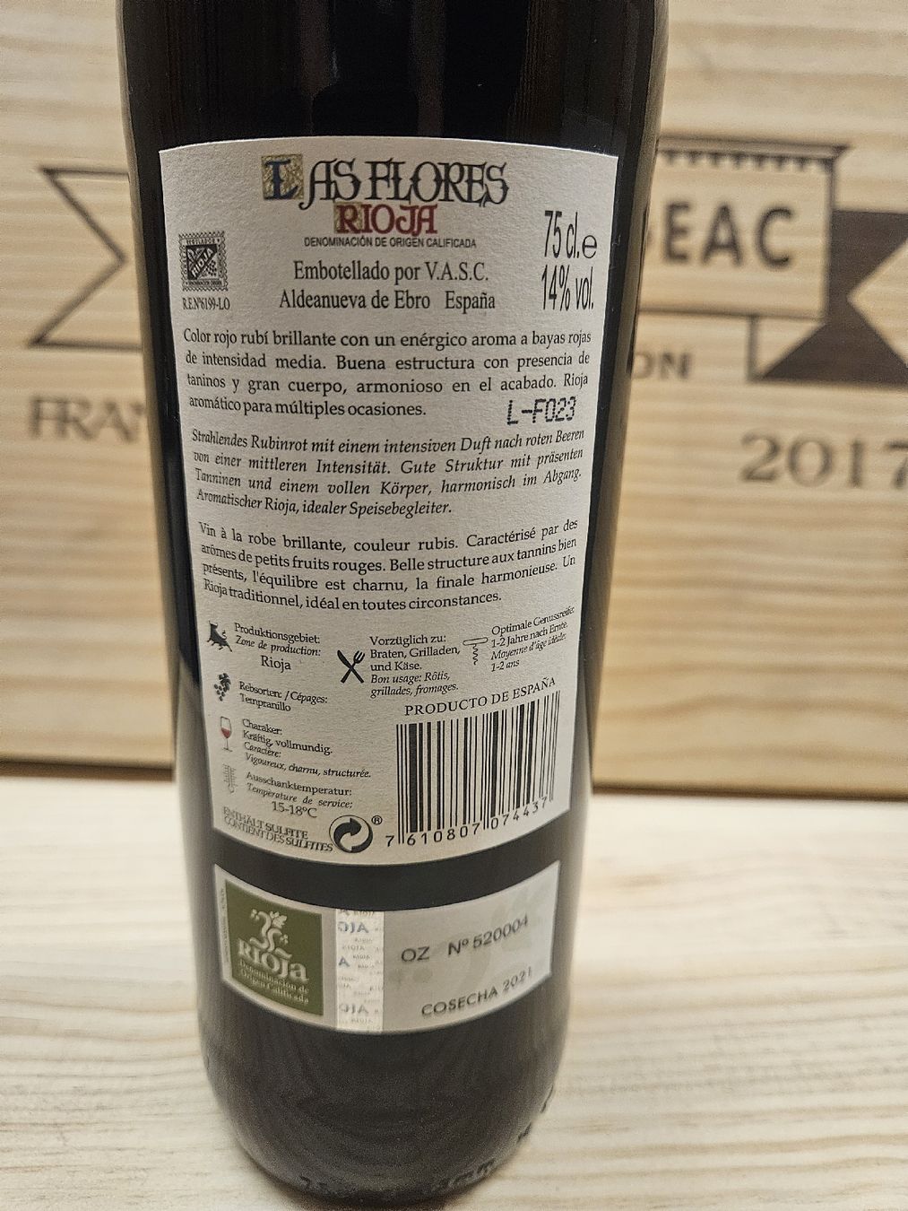 Rioja Vino: Las Flores Rioja Tempranillo 2021  – Nuovo e nell'imballaggio originale da Zofingen venduto da WouterSamwel 2