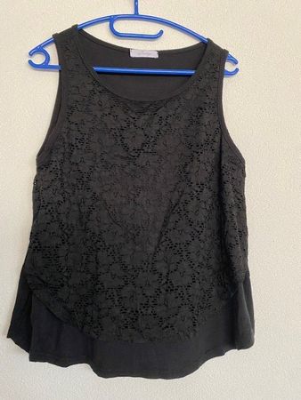 Damen Top schwarz Grösse L Spitze Overlay Guter Zustand
