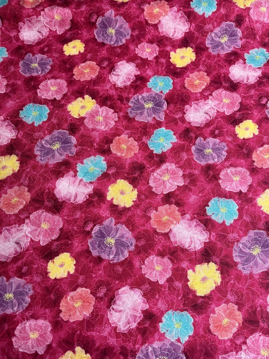 Stoffe: Patchworkstoff bunte Blumen auf pink – Neu (gemäss Beschreibung) aus Seuzach von KreativmitStoff 2