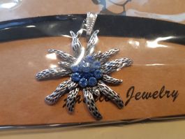 Kropfband edelweiss blau Schwingfest