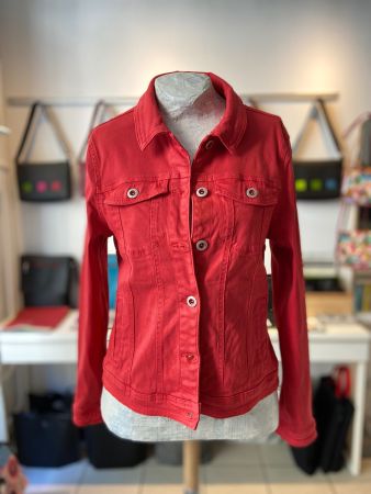 Veste en jean rouge - Taille S - idéale pour l'automne