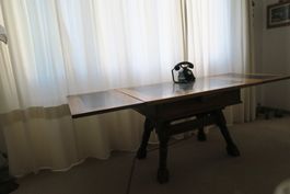 Antiker Bündner (Prättigau) Schragentisch mit Schieferplatte