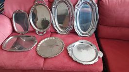 7 edle Serviertabletts aus Metall, Vintage Stil, Top!
