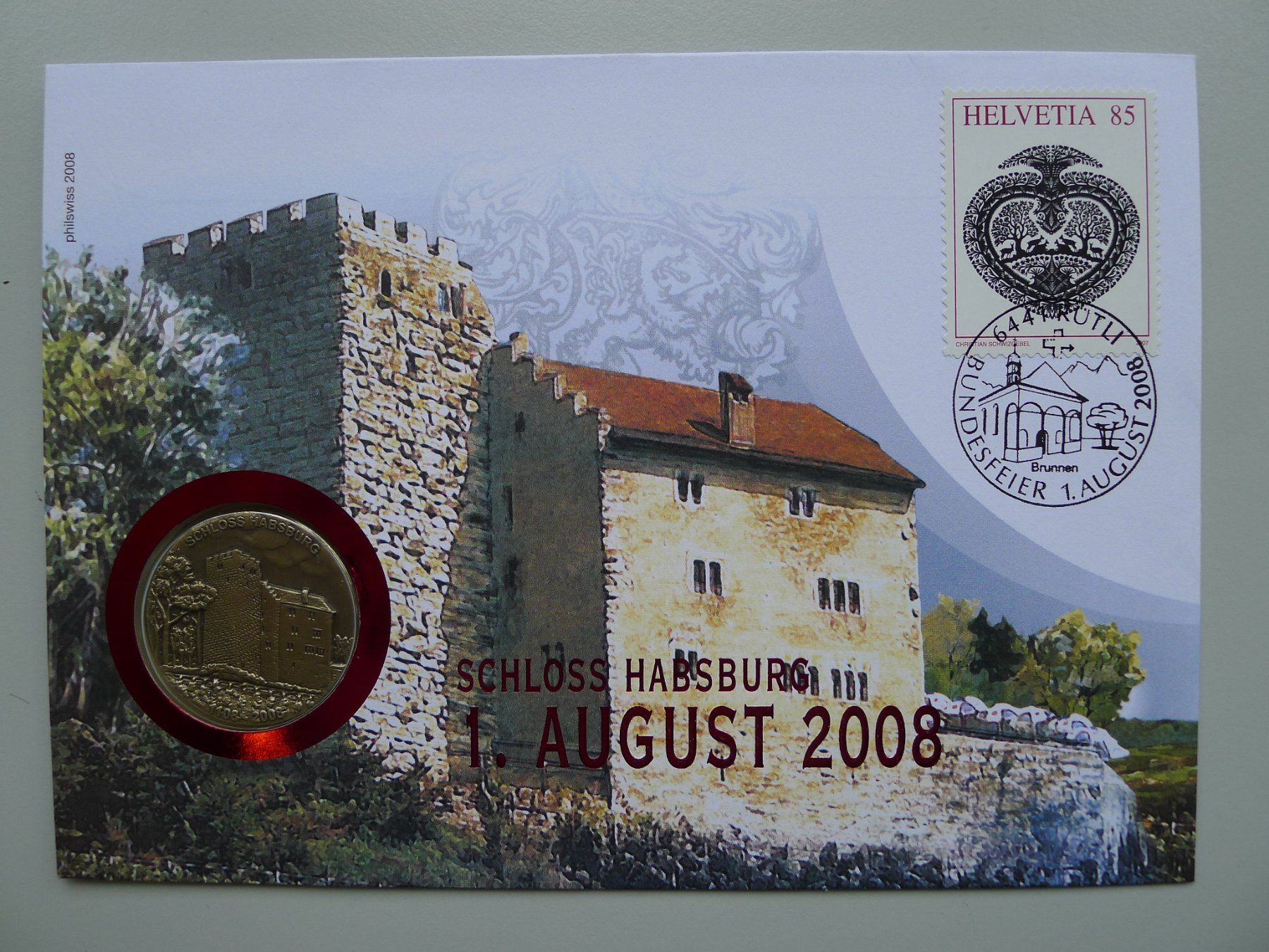 2008, NUMISBRIEF Schloss Habsburg mit 1.-August-Taler (Gebraucht) in ...