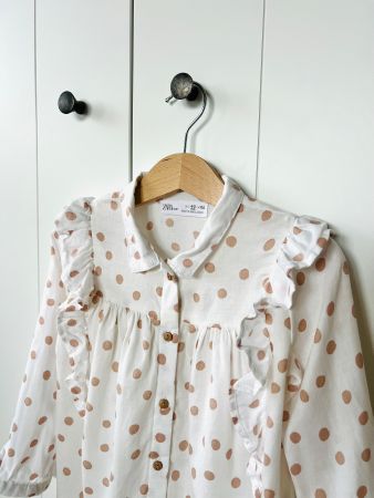 Zara 110 Bluse - Hemd tupfenmuster weiss