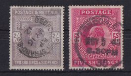 Grossbritannien 1902/13: 2'6 Sh, + 5 Sh. - Kat. 135.--