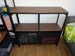 Industrial style shelving unit, wood and metal