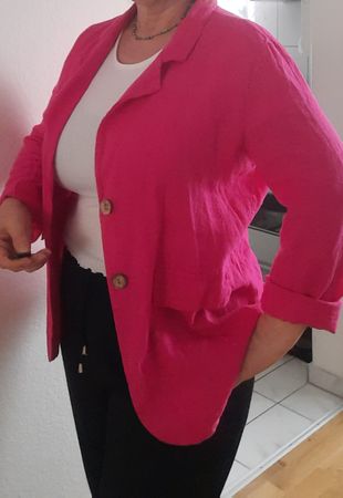 Damen Blazer Zabaione Fantasia Pink Grösse XXL LeinenMix