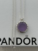Original Pandora Floating Locket Halskette Silber & Amethyst