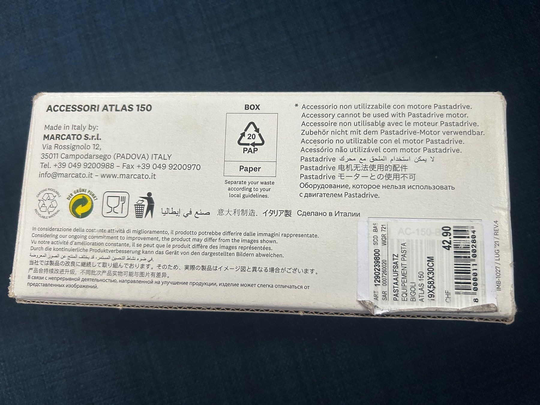Elettrodomestici da cucina: Marcato Atlas 150 Bigoli – Nuovo e nell'imballaggio originale da Genève venduto da sunandwind 3