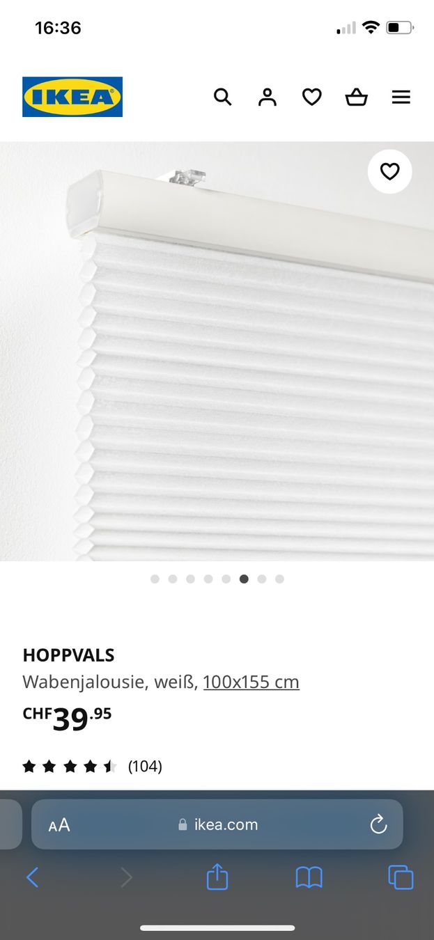 Tende da sole: Ikea HOPPVALS Plissee weiss 100x155cm – Nuovo (secondo la descrizione) da Winterthur venduto da ttltc 4