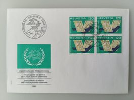 1983 FDC Int. Bureau des Weltpostverein Viererblock