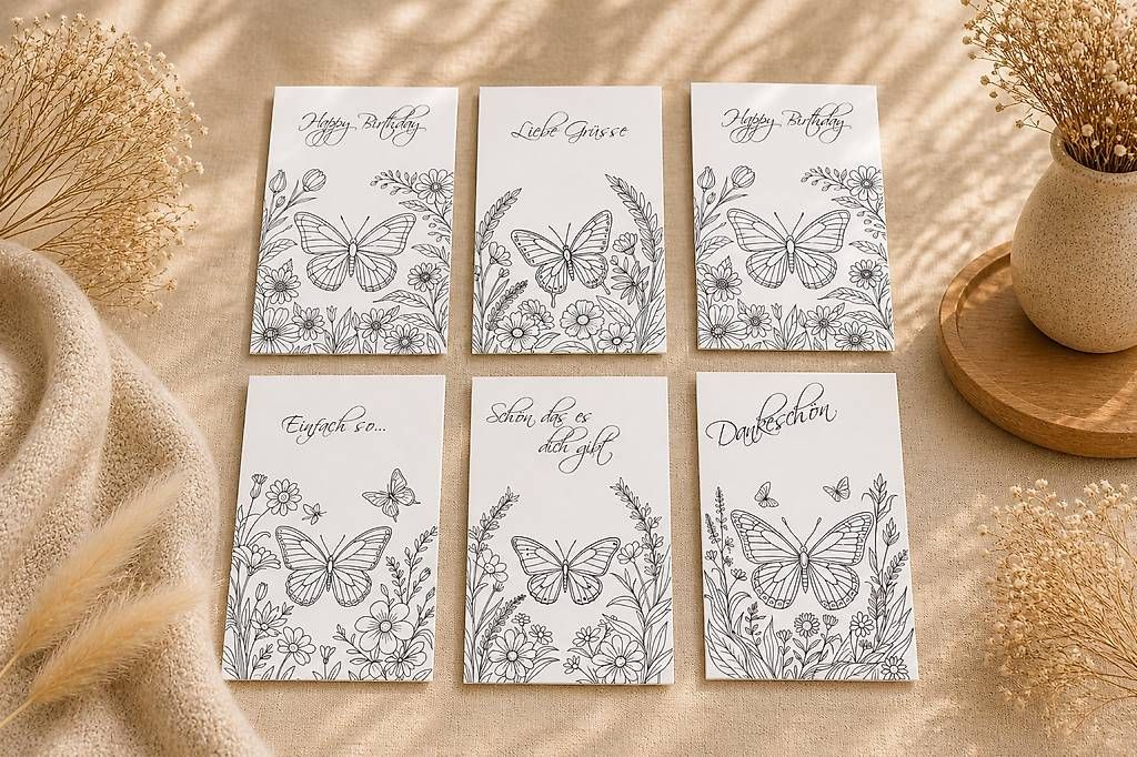 Cartoline: 6 Postkarten zum Ausmalen  – Usato da Oberwil BL venduto da Jenny8