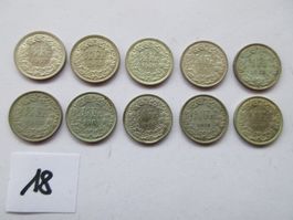 Alte silber 50 Räppler 1958 - 1967, 10 Stk.